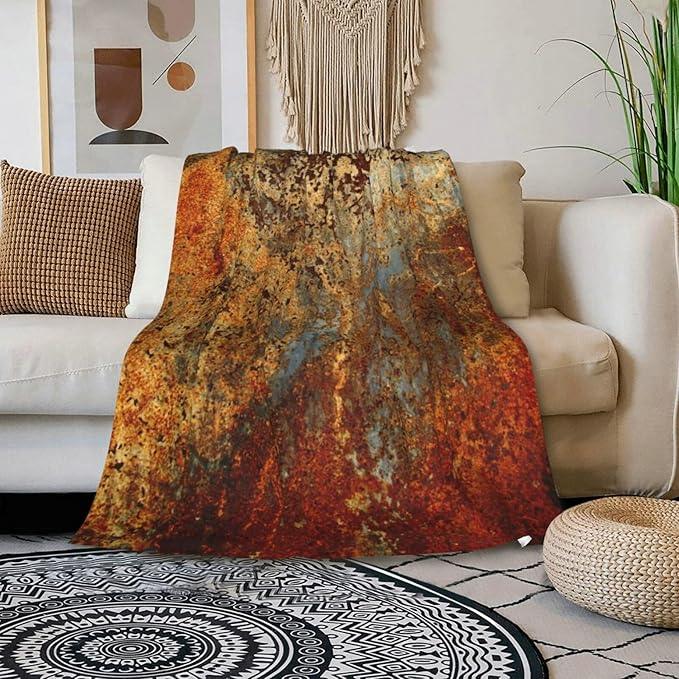 HGOD DESIGNS Brown Rust Colorful Metal Rusty Steel Iron Structure Blanket Throw Blanket Soft Comfortable for Sofa Chair Bed Office 50