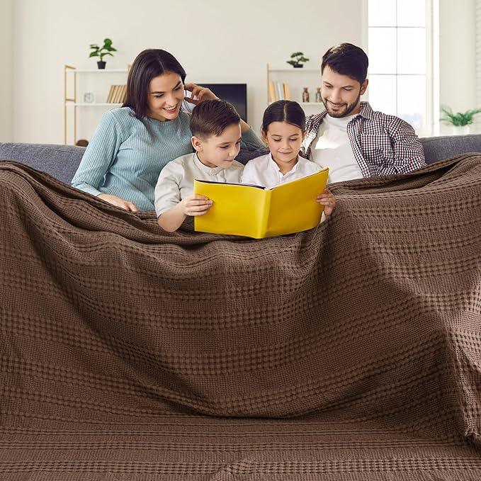 PHF Cooling Waffle Blanket California King Size, Lightweight 60% Rayon Derived from Bamboo & 40% Cotton Breathable Blanket for Hot Sleepers, Soft and Luxury for Bed Couch Sofa, 110