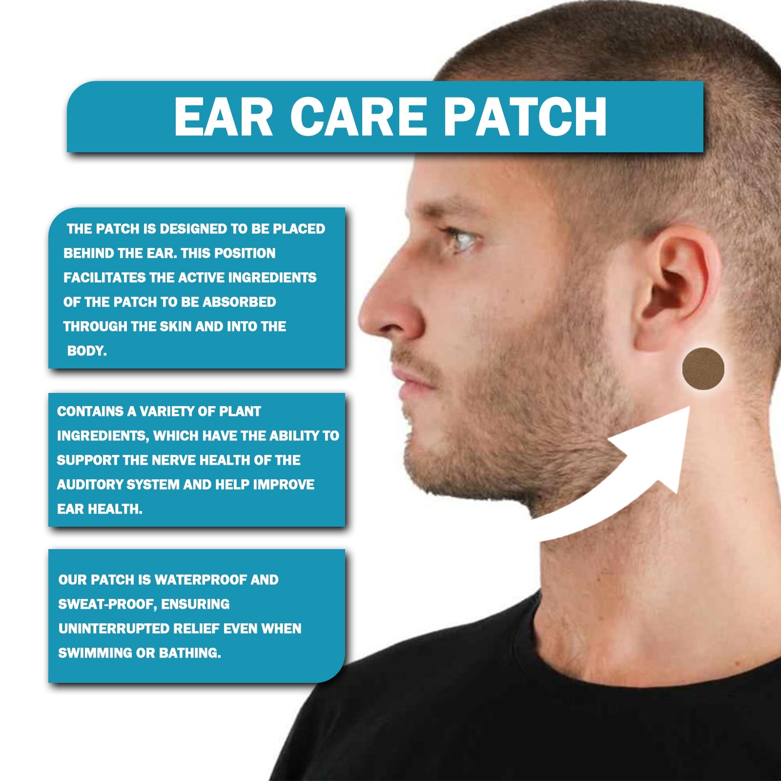 Ear Care Patch, Relieve Ear Plug Ear Ringing Ear Kang Hearing Discomfort Dizziness Head Care Patch
