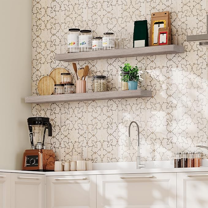 HOOBRO Floating Shelves for Wall, Wall Mounted Shelf Set of 2, 47.2