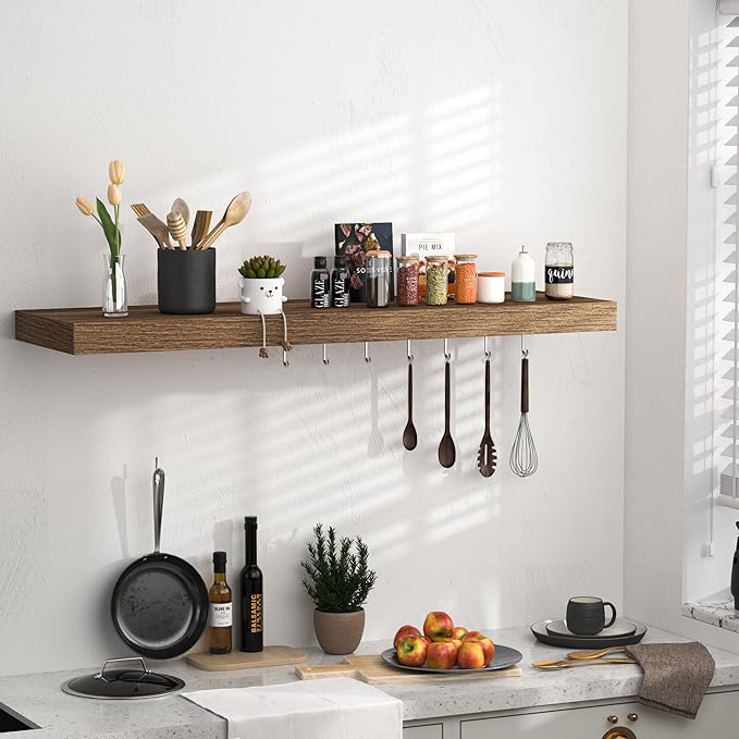 Fun Memories Floating Shelves - 10.3 Inch Deep Wall Shelf for Decor & Storage - Wall Mounted Display Shelving with Invisible Heavy-Duty Metal Bracket - 36