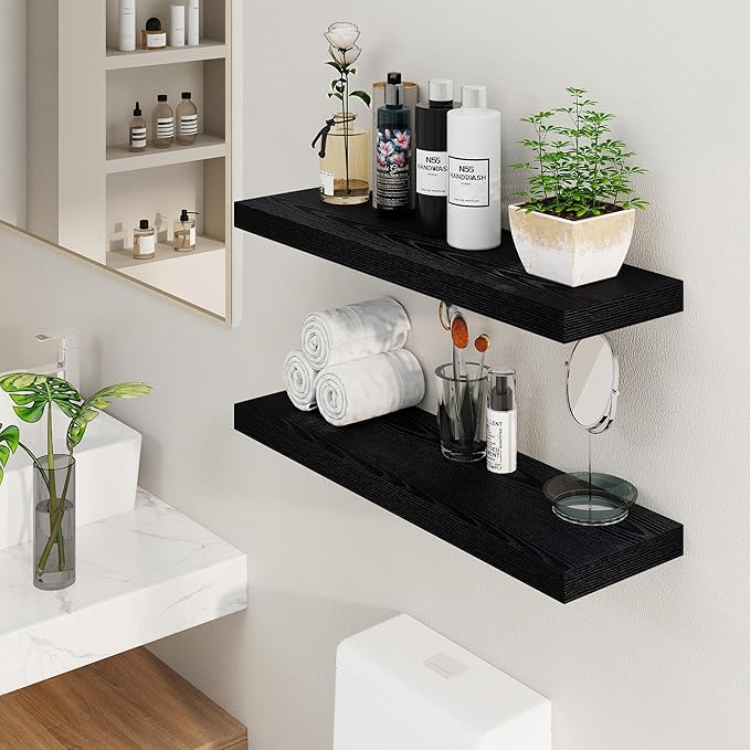 Fun Memories Black Floating Shelves 36 Inch Long, 8 Inch Deep Floating Shelf for Wall, 36