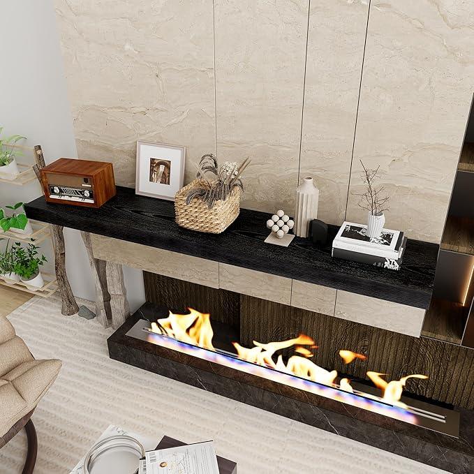 Black Floating Shelves 55 Inch Long, 12 Inch Deep Floating Shelves for Wall, 55 x 9 Large Floating Shelf for Fireplace Mantel, 2