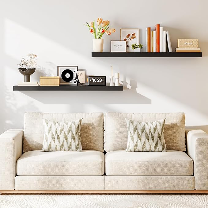 HOOBRO Floating Shelves for Wall, Wall Mounted Shelf Set of 2, 47.2