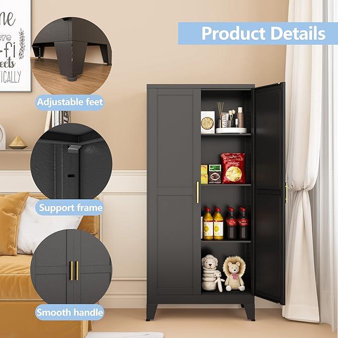 Black Metal Storage Cabinet, 48