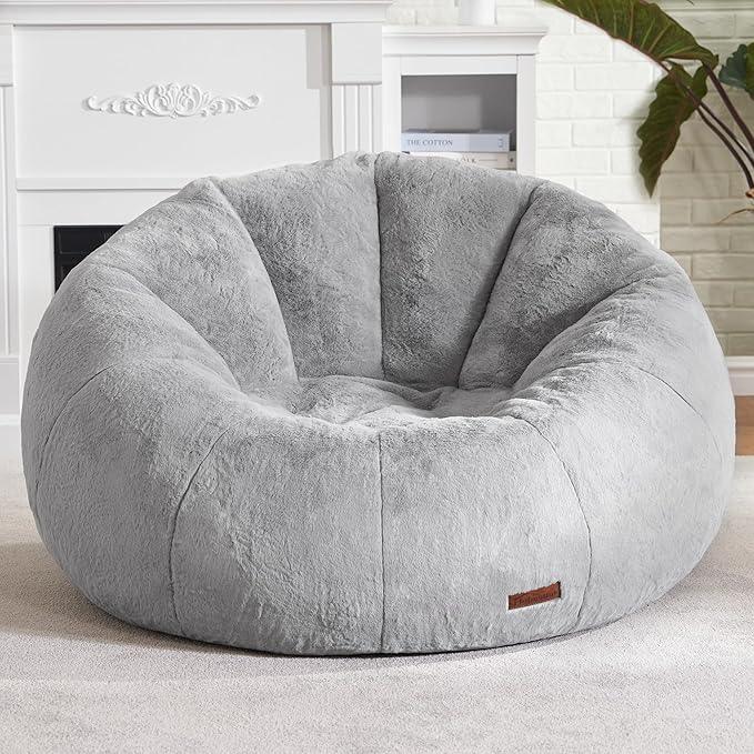 Hobestluk Bean Bag Chairs Large Bean Bag Couch for Adults Stuffed Sofa Chair Comfy Giant Bean Bag Chair with Spacious Design for Reading, Playing or Relaxing (Grey)