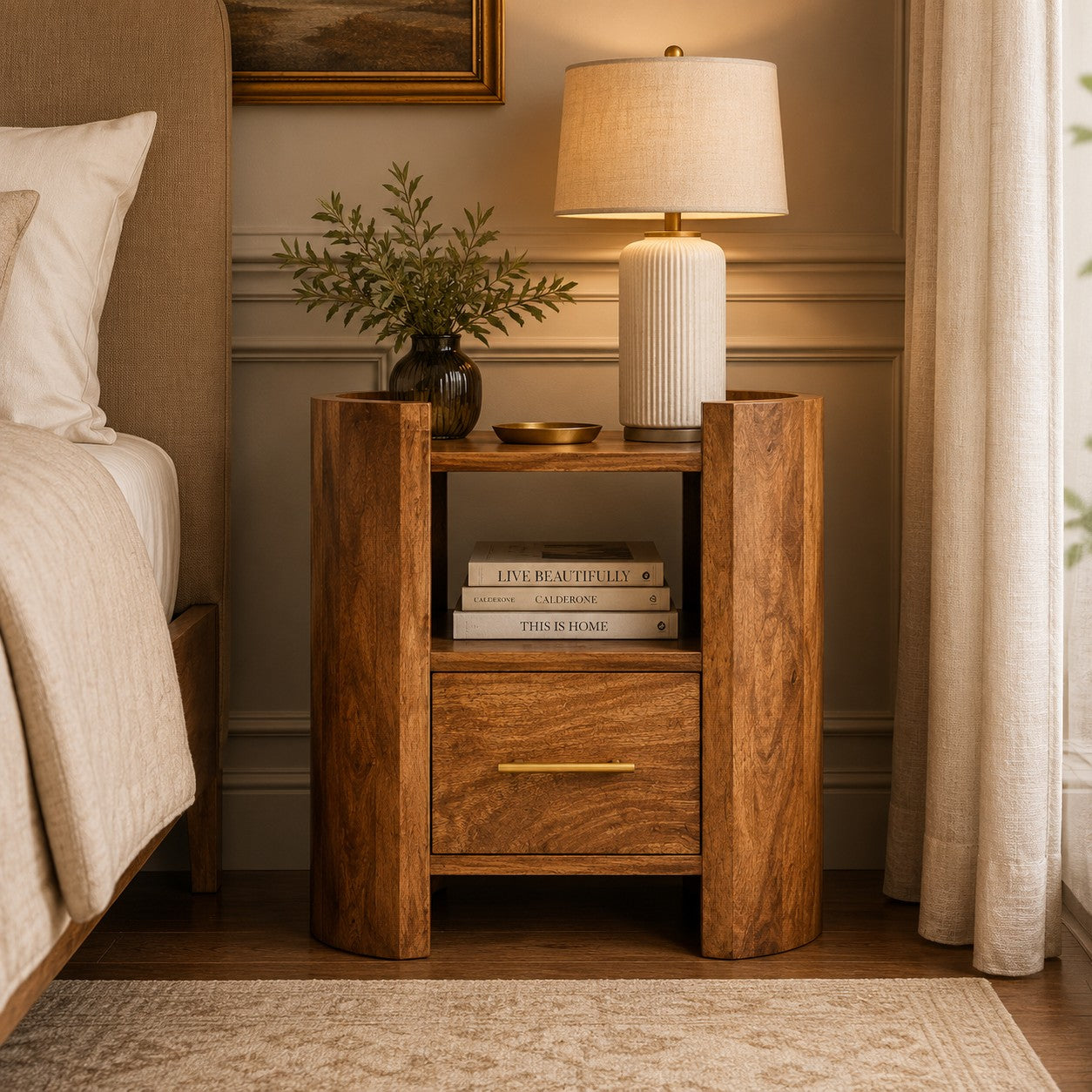 Solid Wood Valencia Sculpted Bedside