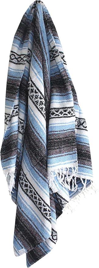 Del Mex Classic Mexican Blanket, Large Authentic Woven Falsa Throw (70