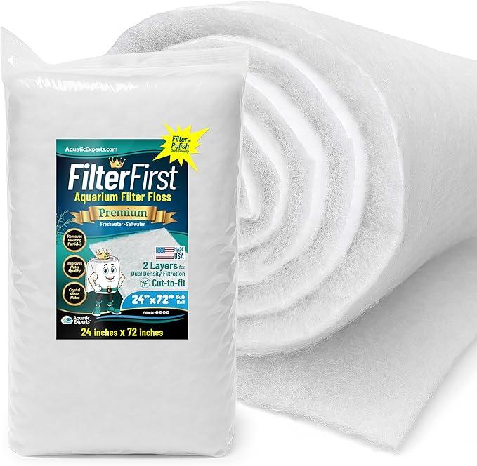 Aquatic Experts Aquarium Filter Floss for Fish Tank Filters - FilterFirst Aquarium Filter Pad - Media Roll for Crystal Clear Water, 3/4