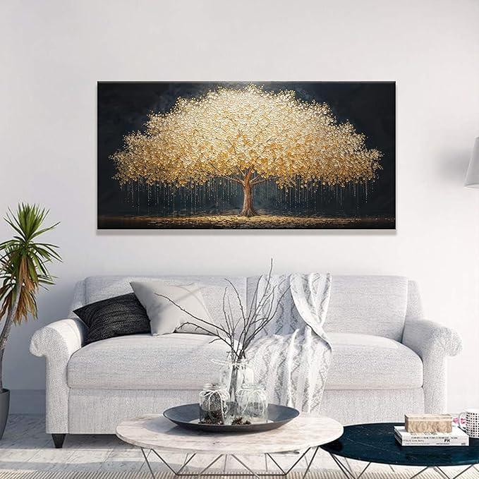 Wall Art Gold Tree Of Life Modern Wall Art Artwork Canvas Art Wall Decor Painting Gold Tree Pictures Abstract Wall Decor For Living Room Bedroom Dining Room Home Office Artwork Ready To Hang 24