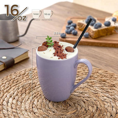 GBHOME 16oz Coffee Mugs Set of 6, Large Ceramic Coffee Mugs for Man, Woman, Dad, Mom, Modern Coffee Mugs Set with handle for Tea/Latte/Cappuccino/Milk/Cocoa. Dishwasher&Microwave Safe,Puple