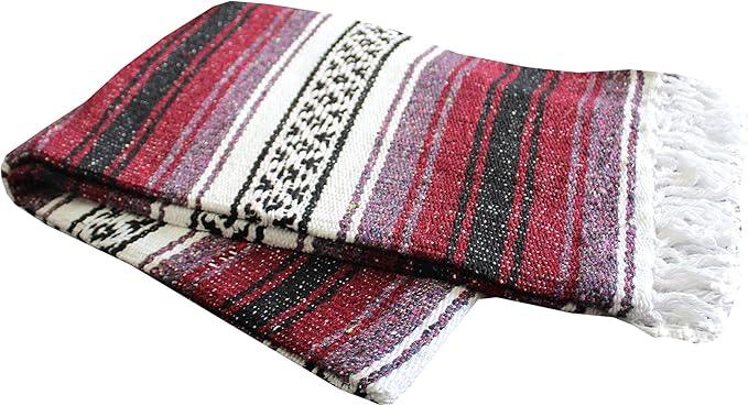 Del Mex Classic Mexican Blanket, Large Authentic Woven Falsa Throw (70