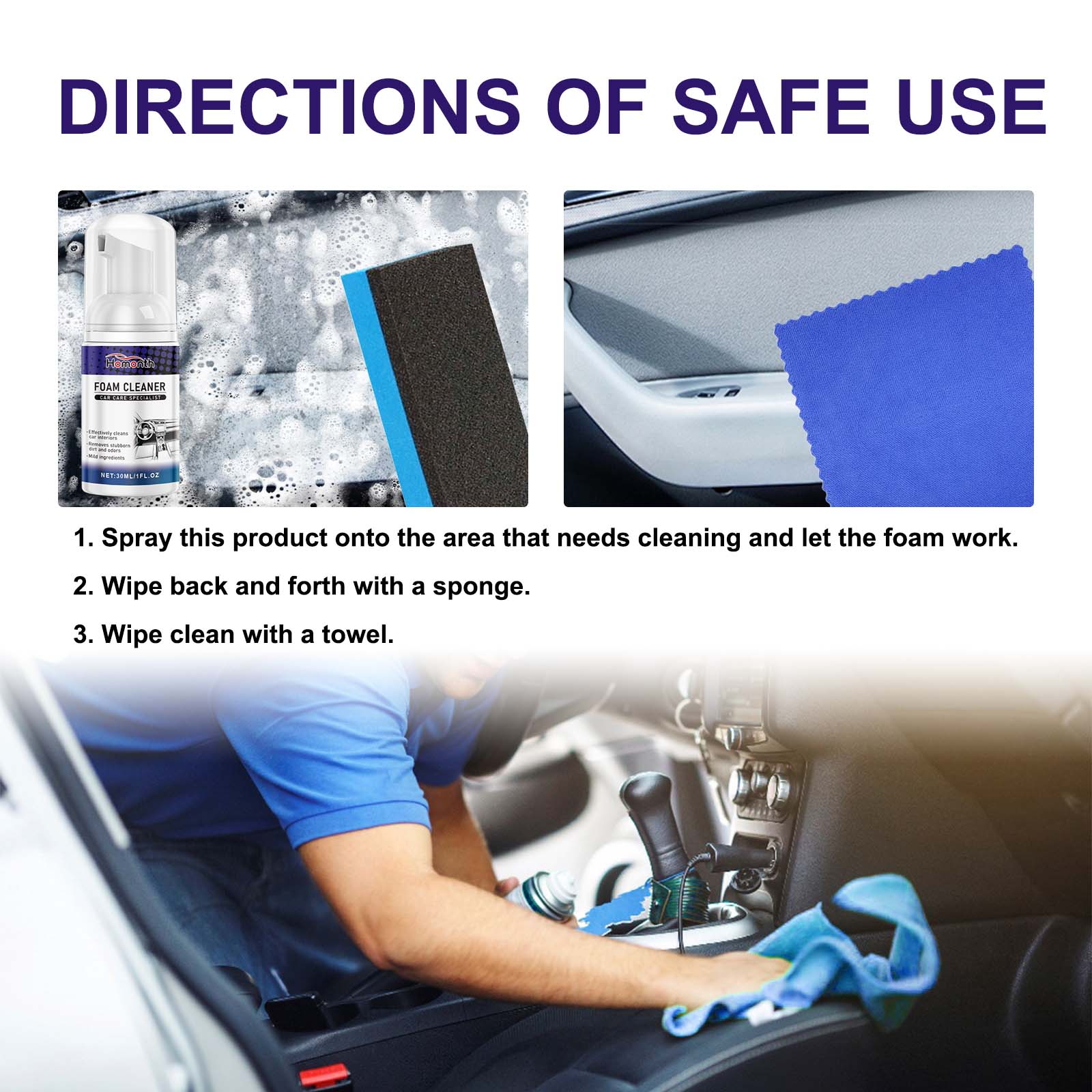 Car Interior Cleaner, Car Interior Seat Cleaning And Maintenance Brightening Decontamination Refurbishing Agent