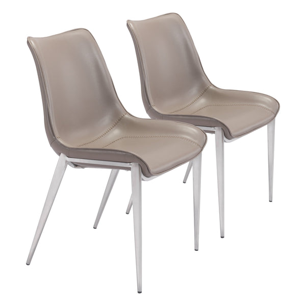 Magnus Dining Chair (Set of 2) Brown & Silver