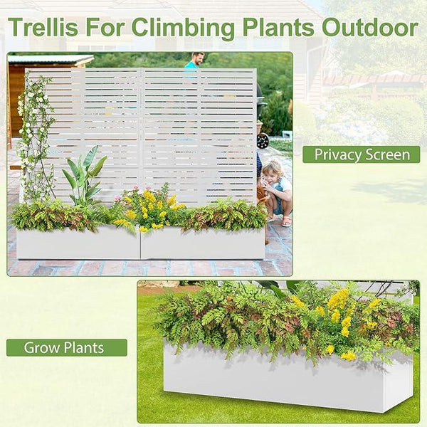 Trellis for Climbing Plants Outdoor，Mental Garden Bed with Drainage Holes Outdoor Privacy Screen Design Tall planters for herb Flower Vegetables 73
