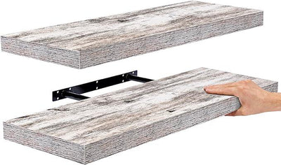 Sorbus Floating Shelves, Wall Shelves for Bedroom, Kitchen, Living Room, Bathroom Shelves Over The Toilet, Home Decor, Farmhouse, 24 x 9 Inch Wall Mounted Floating Shelves for Wall, 2 Pack, Rustic
