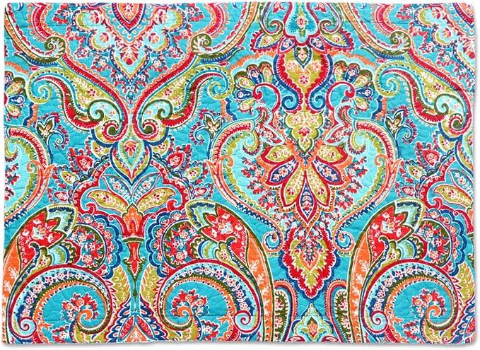 NEWLAKE Quilted Cotton Bed Pillowcases, European Gorgeous Floral Pattern, 2 Pieces, 20x27 Inch