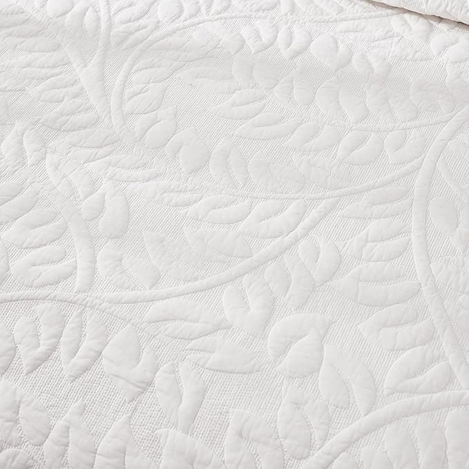 MarCielo 3-Piece 100% Cotton Oversized Bedspread Lightweight Quilt Coverlet Embroidery Farmhouse Bedding Set T0 (Bright White, Oversized Queen (100