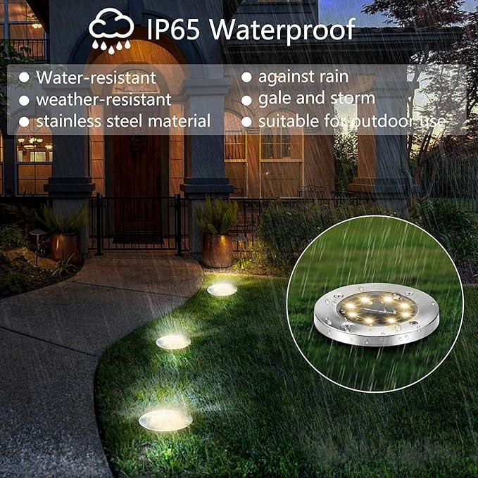 ZGWJ Solar Ground Lights, 4-Pack Waterproof Upgraded Landscape Lights for Outdoor Use, Warm White