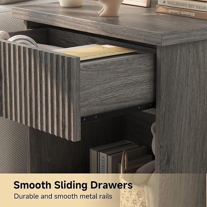 Fluted Nightstand Set of 2, 22.8