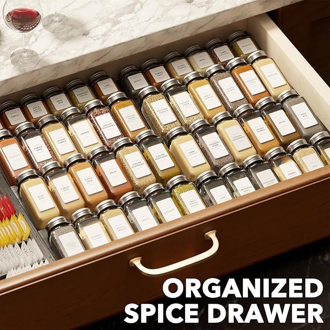 SpaceAid Bamboo Black Spice Drawer Organizer, (Need 3