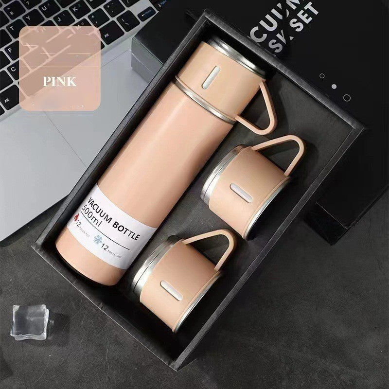 A cup of three-lid thermos cup portable fashion gift box set stainless steel cup