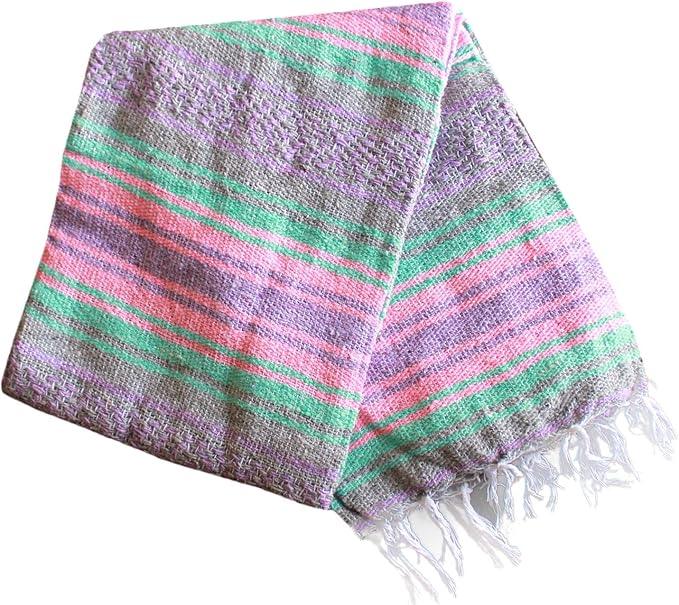 Del Mex Classic Mexican Blanket, Large Authentic Woven Falsa Throw (70