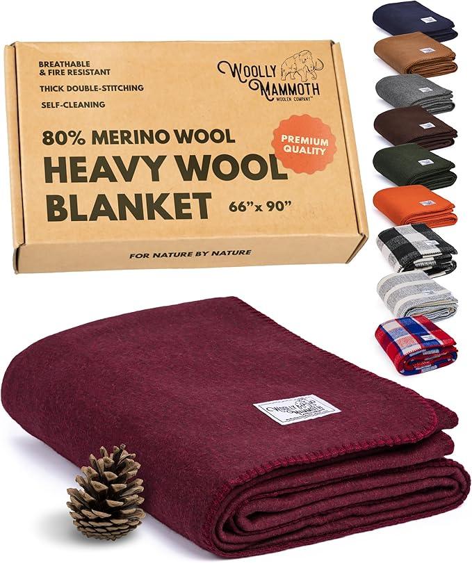 Woolly Mammoth Woolen Company Outdoor Merino Wool Throw Blanket - 66