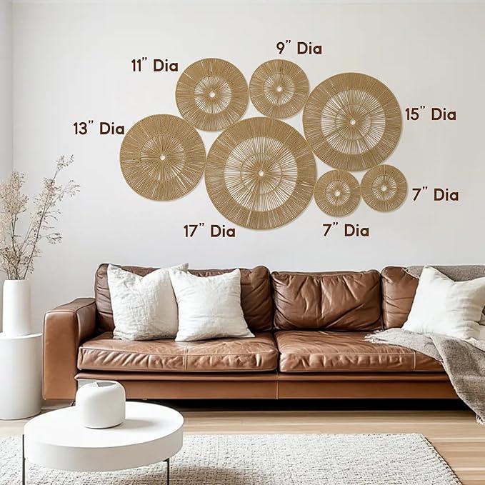 Mokof 7 Pack Boho Wall Decor Round Baskets Set (Small 7