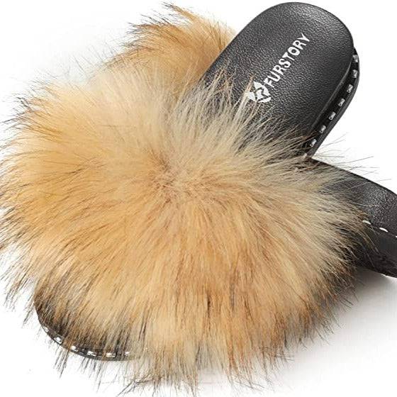 Women's Furry Faux Fur Slides