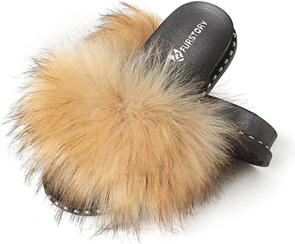 Women's Furry Faux Fur Slides
