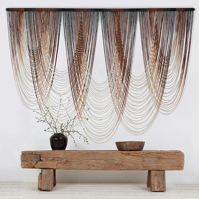 IOWER Macrame Wall Hanging Brown Dip-Dyed Large Macrame Wall Decor For Living Room Boho Fiber Art for Office Decoration 57
