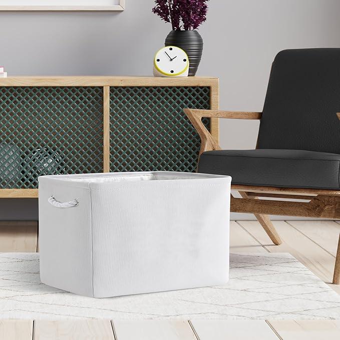 TheWarmHome Organization and Storage Basket for Shelves - Extra Jumbo 3 Pack 20.5x15.8x13.8 inch Cube Storage Bins for Toy Closet Box Home Organizer Gift (White)
