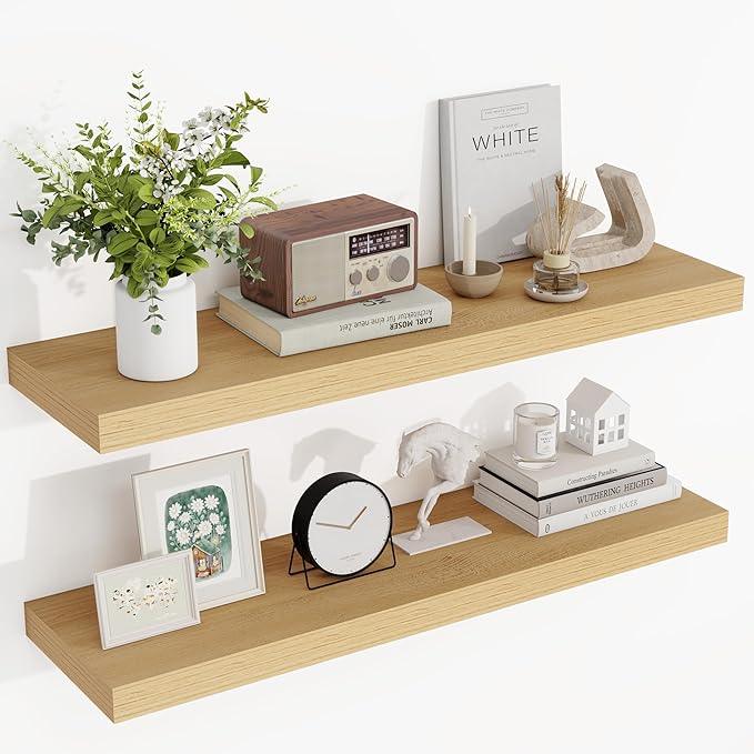 36 Inch Floating Shelves, 3D Textured Wood Grain, 36