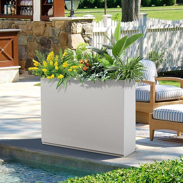 FENCY Metal Rectangular Planter Box Large Planters for Outdoor Plants, Tall Planters for Outdoor Plants with Drainage Holes, Rectangular Planters for Outdoor Plants (35.4