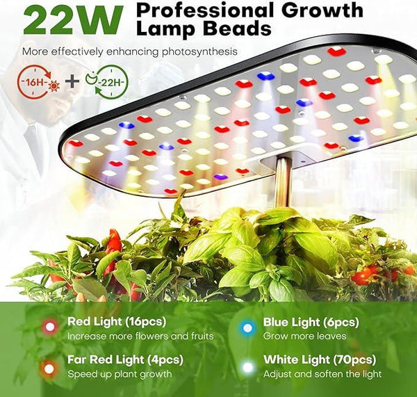 Ahopegarden Hydroponics Growing System Kit Indoor Herb Garden with Grow Light 12 Pods, with LCD Touch Panel Hydroponic Planter, Planting Height Up to 17