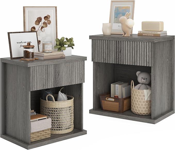 Fluted Nightstand Set of 2, 22.8