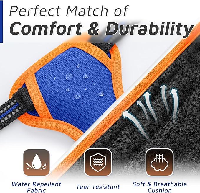 Eagloo Small Dog Harness No Pull, Service Vest with Reflective Strips and Control Handle, Adjustable and Comfortable for Walking, No Choke Pet Harness with 2 Metal Rings, Blue & Orange, XS
