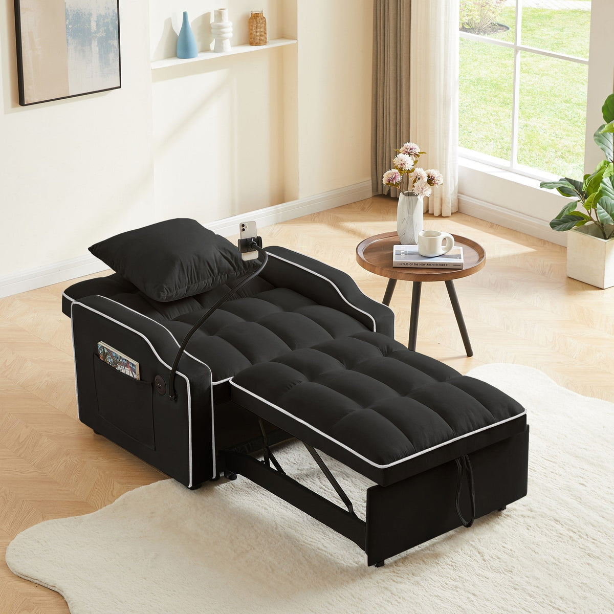 Sleeper Sofa Chair Bed - 3 In 1 Convertible Design