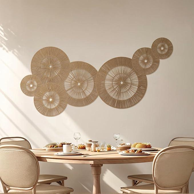 Mokof 7 Pack Boho Wall Decor Round Baskets Set (Small 7
