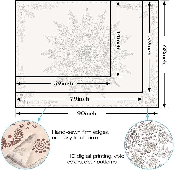Lunerfex Boho Floral Tapestry Mandala Wall Tapestry, Cute Tapestries for Bedroom Beige Flower Tapestries Wall Hanging for Bedroom Living Room Decor Beige-2 70