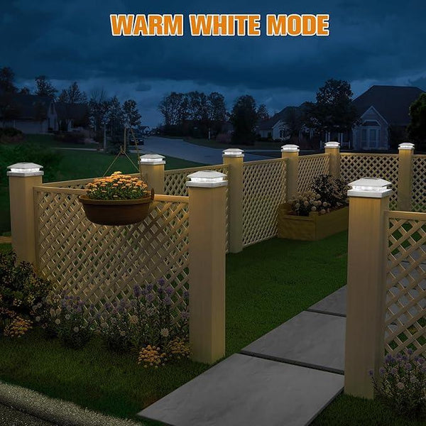 APONUO Solar Post Cap Lights for 4x4 Wood & Vinyl Posts, IP44 Waterproof Cool White LED 4x4 Post Solar Lights, Outdoor Garden Patio Yard Decor, 8 Pack (White)
