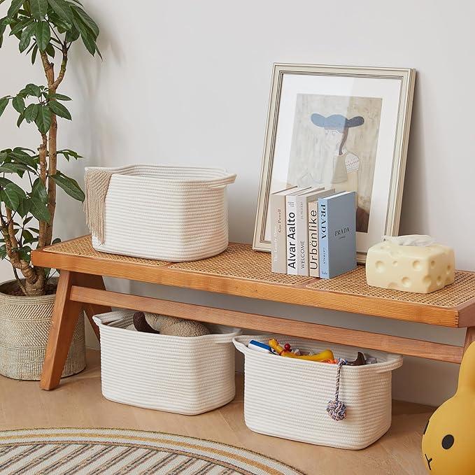 3 Packs Cotton Rope Woven Basket With Handles for Shelves -15