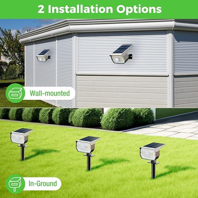 nipify Solar Spot Lights Outdoor Motion Sensor with 3 Modes, Solar Spotlights Outdoor Waterproof 2-in-1 Auto On/Off Solar Landscape Lighting for Outside Yard Wall Garden Pathway, Cool White, TBD-33