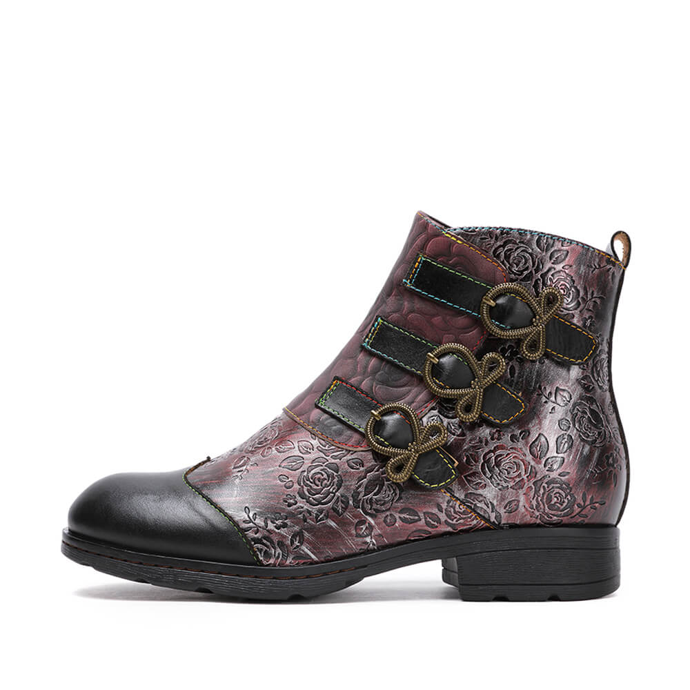 Genuine Leather Hand Painted Flat Boots