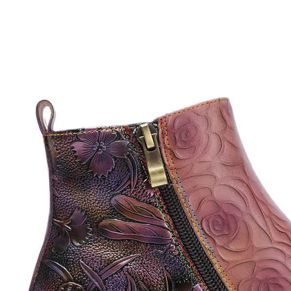 Genuine Leather Hand Painted Flat Boots