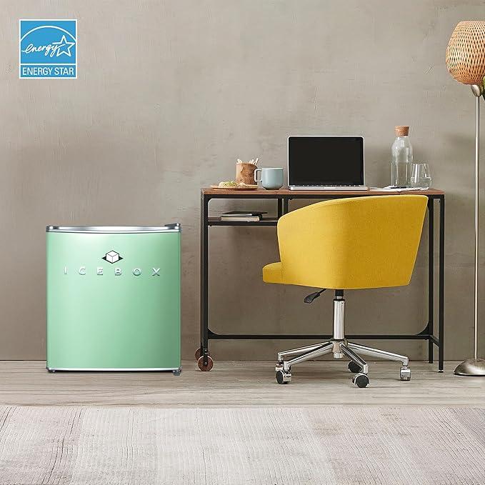 IBCR17MNT Compact, Energy Star Certified Small, Single Door Mini Fridge with Freezer Refrigerator, Standard (1.7 cu ft), Mint Green