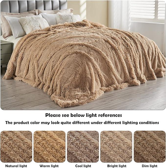 GONAAP Fuzzy Faux Fur Throw Blanket Twin Size Brown Super Soft Cozy Plush Fuzzy Shaggy Blanket for Couch Sofa Bed (Brown, Twin(60