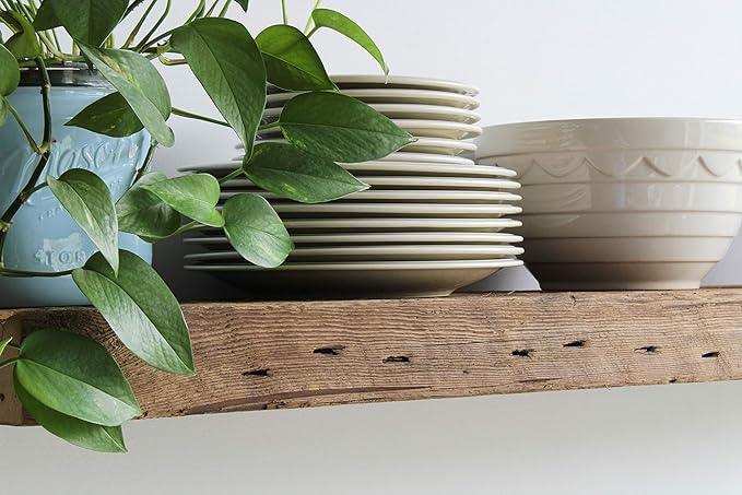 Urban Legacy Reclaimed Barn Beam Deep Shelves | Deep Shelves with Brackets Included, Set of 2 | (Natural Low Profile Bracket, 48