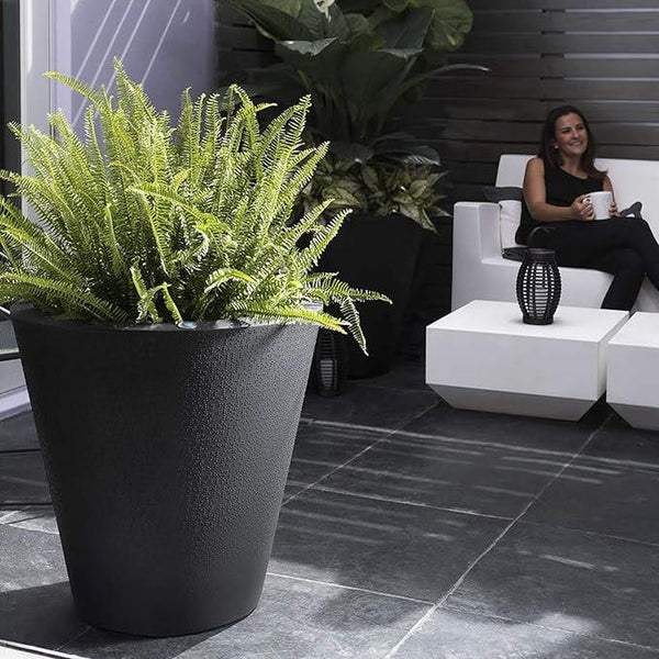 Crescent Garden Dot TruDrop Indoor/Outdoor Planter, Self-Watering Plant Pot, 16 Inches, (Alpine White)